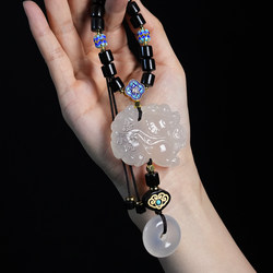 Sandalwood Buddha Beads Car Pendant High-End Safety Amulet Jade Unicorn Car Interior Hanging Ornament Short 2026 New Model