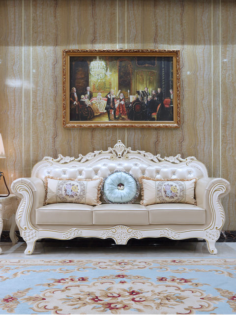 European Style Leather Sofa 123 Combination House Living Room Furniture ...