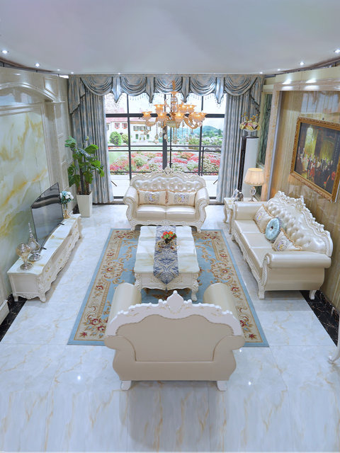 European Style Leather Sofa 123 Combination House Living Room Furniture ...