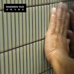 Double Gull Texture Bronze Green Chopstick Tiles, Long Kiln-Fired Ceramic Mosaic Bathroom Wall Tiles, Kitchen Background Wall Tiles