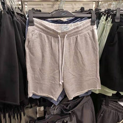 Men's casual shorts, elastic waist, raw edge sweatpants