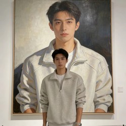 2026 New Spring and Autumn White-Gray Half-Zip Sweatshirt for Men, Heavyweight Autumn and Winter Fleece American-Style Casual Turn-Down Collar Top