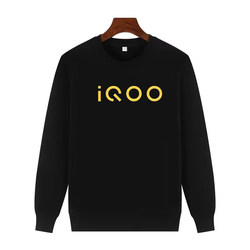 Iqoo Long-Sleeved Sweatshirt for Men and Women, Workwear Vivo Mobile Phone Clothing, Workwear Tops, Pure Cotton Autumn and Winter Clothing with Printed Logo