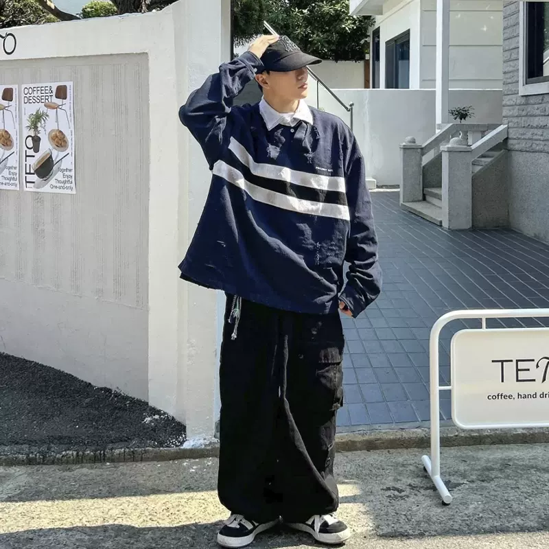 でおすすめアイテム。 Grailz 23SS做舊破壞髒染Polo衫長袖OS雙層襯衫 GR Project ウェア