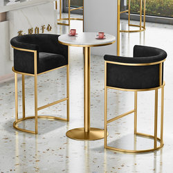 New Light Luxury Bar Counter Chair, Trendy Sofa Bar Stool, Front Desk Coffee Restaurant Leisure High Stool with Backrest