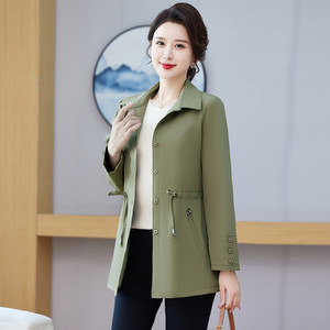 
2026 new spring and autumn mother's clothing mid-length foreign-style coat middle-aged and elderly ladies slim casual windbreaker