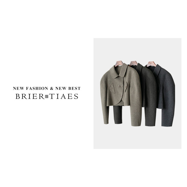 23PD23-605/Traditional design niche short double-sided wool jacket woolen small temperament coat