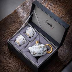 Elegant Ice White Porcelain Zhi Zuo Zhi Fu Xi Shi Teapot, One Pot and Two Cups Ceramic Tea Set, Li Hui Yi Tea Brewing Pot