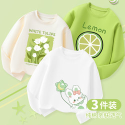 New Spring and Autumn Girls' T-Shirt, Thin Style, Medium and Large Children, Pure Cotton, Long-Sleeved, Versatile, Loose, Stylish Top, Autumn Wear, Thin
