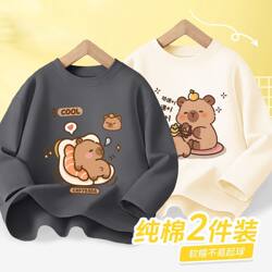Kapibara Boys' Long-Sleeve 2025 Model Children's Pure Cotton Loungewear Stylish Top Boys' Clothing Casual Children's Wear