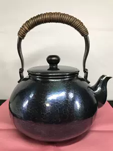 ☆時代煎茶道具 玉川堂製 鎚起銅鎚目文湯沸 370g/