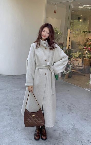 South Korea customized SEVEN 2025 autumn and winter new double-sided cashmere coat for women's mid-length loose wool jacket