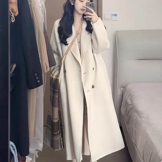 
On-white fashion coat for women's fashionable 2025 autumn and winter new Korean mid-length thickened small woolen jacket