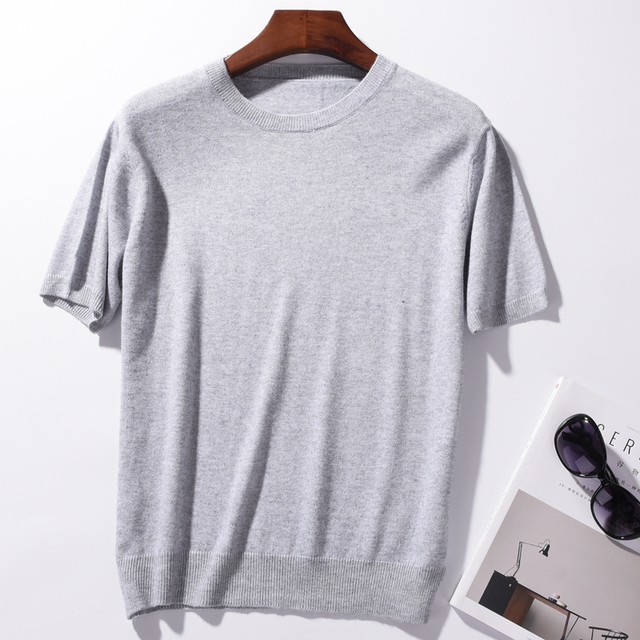 Summer New Short Sleeved T Shirt Sweater Round Neck Bottoming Wool Sweater Large Size Loose Half 1698