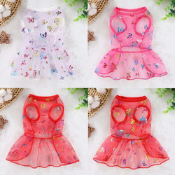 Small Dog Stylish Butterfly Princess Dress Cat Spring and Summer New Style Teddy Cute Dog Dress Summer Mesh Lightweight