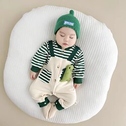 Baby One-Piece Clothing, Pure Cotton, Spring Outfit for Baby Boys, Suitable for Outings, Small Age Set, Spring Season, 6 Months, Stylish