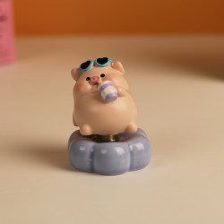 Jingdezhen Ceramic Spinning Pig Desktop Decoration Handmade Creative Car Interior Ornament Stress-Relief Gadget Gift