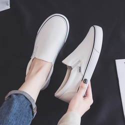 2023 All-match White Slip-on Loafers Women's Summer Thin Slip-on Canvas Shoes Casual Korean Style Flat Shoes
