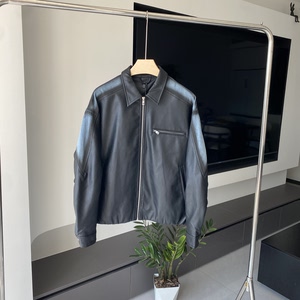 
Autumn and winter Korean leather jacket men's trendy brand spliced ​​denim loose casual and versatile lapel zipper jacket top