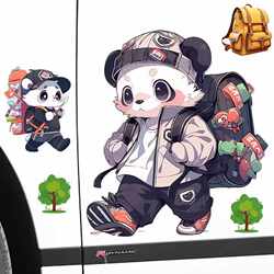 Panda-Themed Car Stickers for Body Decoration, Large Area Car Scratch Cover, Waterproof Jungle Adventure Self-Adhesive Car Stickers