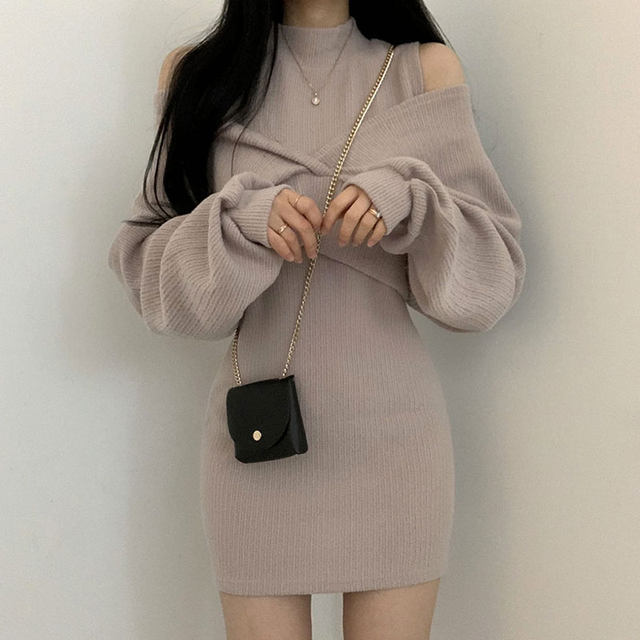 South Korea Chic temperament sexy stand -up sleeveless slim hip dress ...