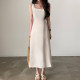 Korean Chic Summer French Hepburn Wind Fang Lival Limb waist Large large swinging A -shaped dress female