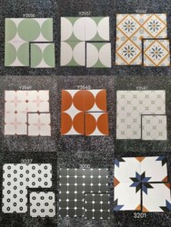 Ins-Style French Minimalist Retro Small Floral Tiles 300 Wall Tiles Caramel Color Homestay Popular Shopping Mall Bathroom Floor Tiles Non-Slip