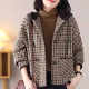 2024 Spring and Autumn New High-end Plaid Cashmere Woolen Short Jacket Women's Loose Bat Sleeve Thickened Hooded Cardigan