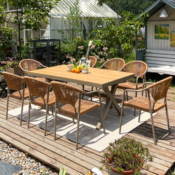 Outdoor Tables and Chairs, Courtyard Terrace, Popular Waterproof and Sun-Resistant Dining Table, Outdoor Garden, Open-Air Sunroom Tables and Chairs, Rattan Chairs