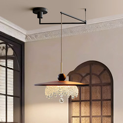 Medieval-Style Restaurant Lamp, Swing-Arm Chandelier, 2025 New Model, Light Luxury Water Drop Design, Movable, Atmospheric Bar Counter Lamp