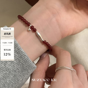 suzyacc kr red agate small fish bracelet national style versatile niche high-end jewelry for holiday gifts