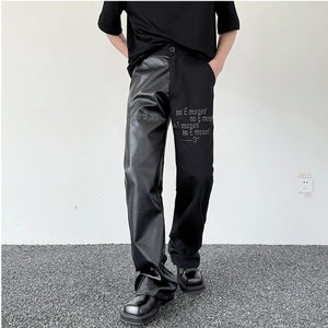 
[Boutique] Free shipping over 68 years old, 2025 spring and autumn men's American personality design stitching leather pants embroidered casual pants