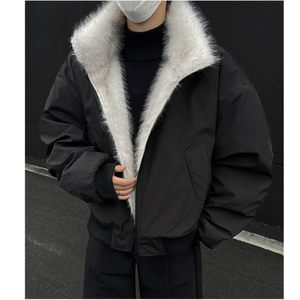 
[Boutique] Mountain carving suede deconstructed thickened cotton clothing for men and women retro trendy brand warm couple cotton clothing