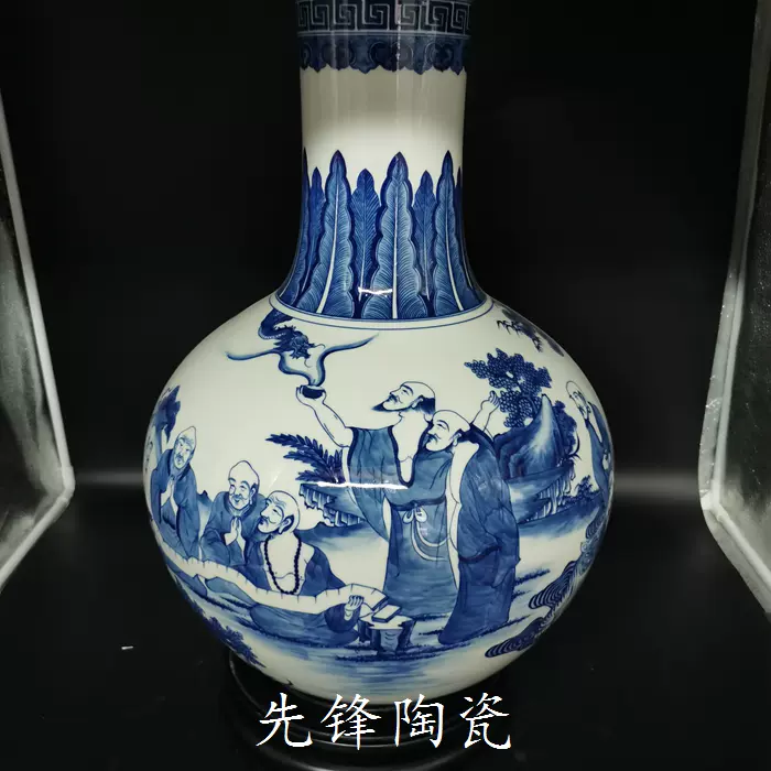 景德镇文革厂货陶瓷人民瓷厂手绘青花老鹰笔筒香筒毛笔筒收藏