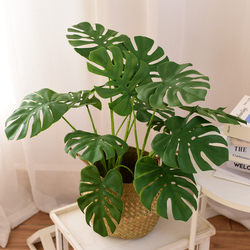 Nordic-Style Artificial Green Plant Potted Plant with Turtle Leaf, Fake Plant for Indoor Flower Arrangement, Home Decor Trendy Ornament