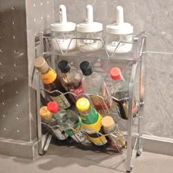 Stainless Steel Shelf Kitchen Spice Rack Desktop Storage Rack Installation-Free Multi-Layer Storage Rack Countertop Storage Rack