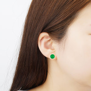 
New fashion trendy brass plated 24K gold jewelry girls gemstone round bead earrings earrings street stall manufacturer direct supply