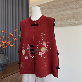 
New Chinese style new autumn knitted cardigan vest