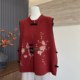 New Chinese style new autumn knitted cardigan vest old lady foreign style top middle-aged and elderly women temperament national style vest