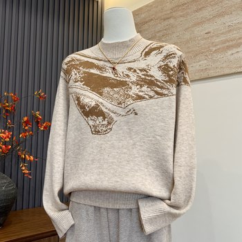 New style mother's knitted sweater half turtleneck top