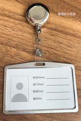 Horizontal Aluminum Alloy Badge Retractable Clip Work Badge Card Holder Metal Spray Paint Easy-Pull Clip Employee Work Id