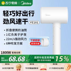 Midea Hair Dryer for Home Use, Negative Ion Hair Care, Quick-Drying Electric Hair Dryer, Foldable Portable Hair Dryer for Dormitory Students -4120