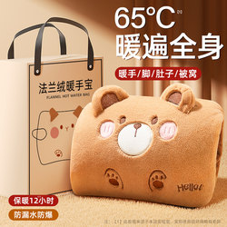 Hot Water Bottle Rechargeable Hand Warmer Explosion-Proof Hot Water Bag for Women Plush Bed Warmer for Stomach and Waist 2025 New Model 1074