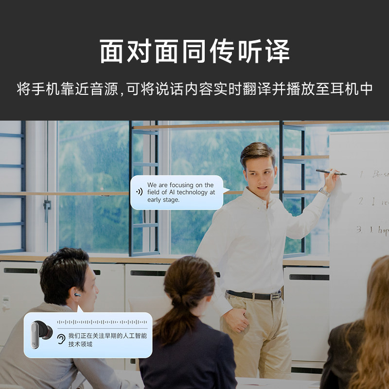 IFLYTEK 동시 통역 헤드셋 NANO + 회의 녹음 번역 무선 BLUETOOTH 소음 감소 IN-EAR 1953-