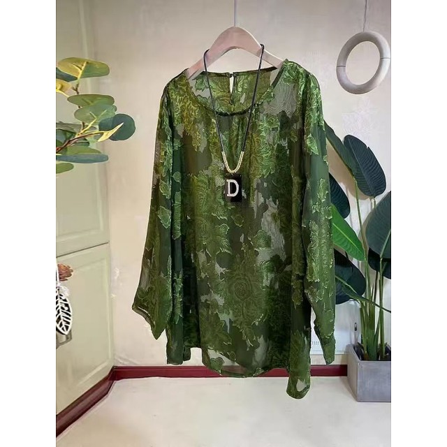 New Chinese style new Guofeng heavy industry lace design temperament long sleeve hollow v neck thin top N3027