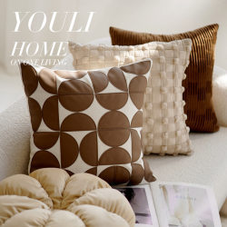 High-End French-Style Coffee-Colored Pillowcase Without Insert, Modern Minimalist Living Room Sofa Cushion, Backrest Pillow