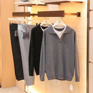 
2025 new autumn and winter men's layered bottoming sweater wool cashmere blended fake two-piece lapel sweater 1613