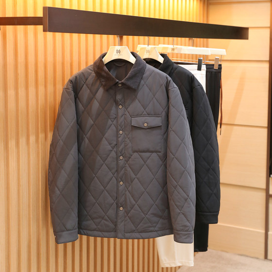 
Men's three-proof cotton jacket 2025 autumn and winter new loose diamond plaid cotton jacket quilted cotton jacket 1411