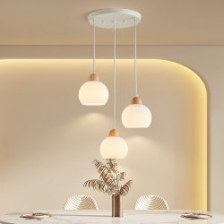 Three-Head Restaurant Chandelier, Modern and Simple, Cream Style, Full Spectrum Eye Protection Led Dining Table and Dining Room Lamp, Home Dining Chandelier