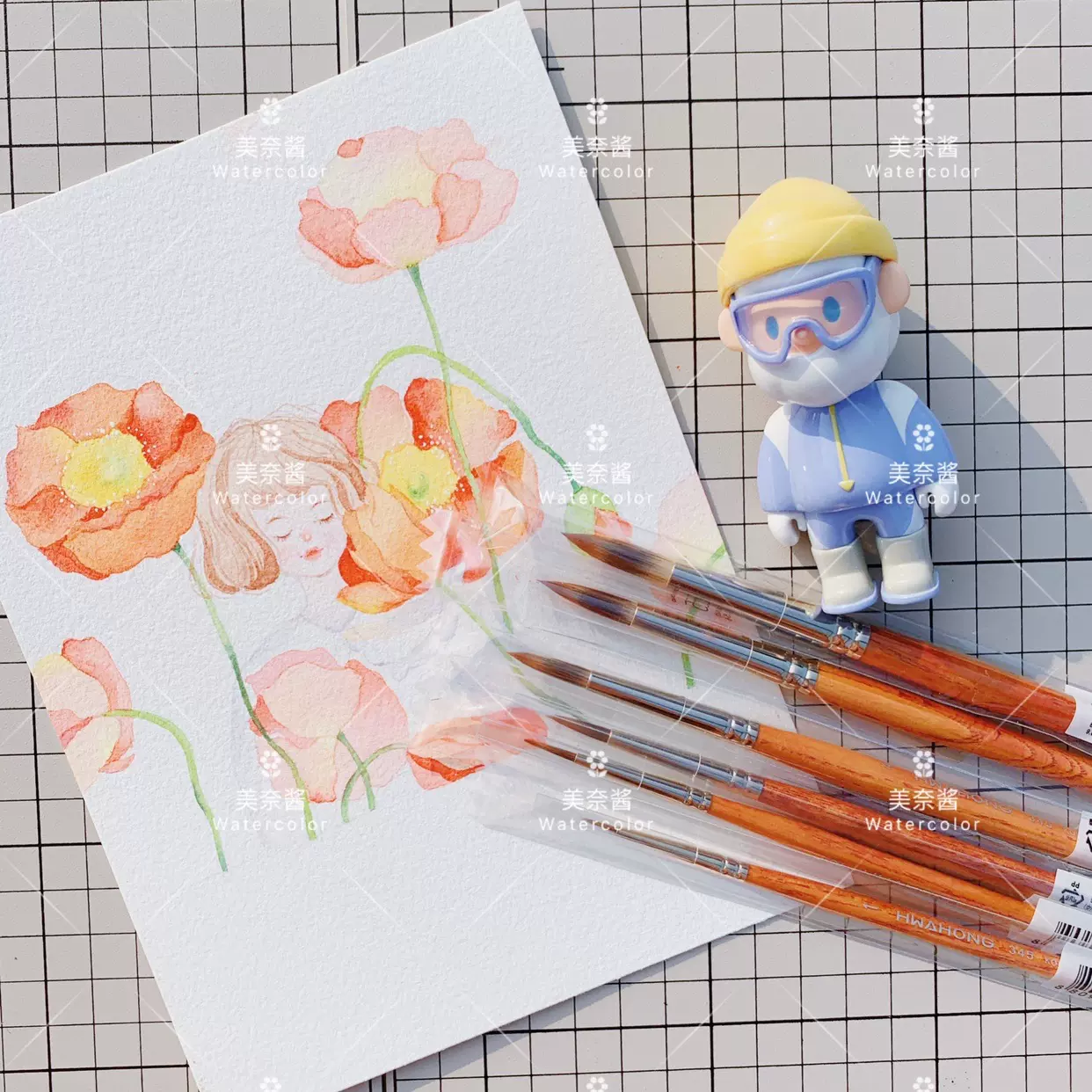 战战水彩笔进口华虹345水彩画笔尼龙短杆勾线笔 战战水彩笔进口华虹345水彩画笔尼龙短杆勾线笔